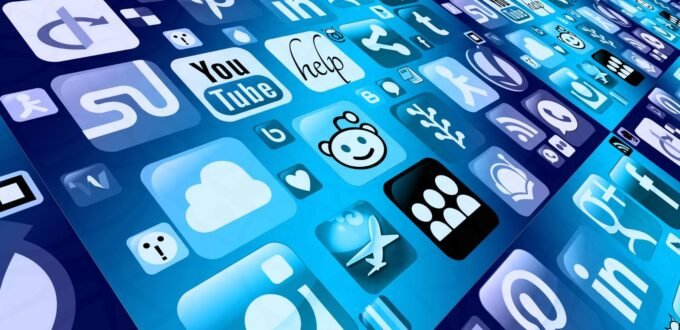 Trade business social media posts on a phone